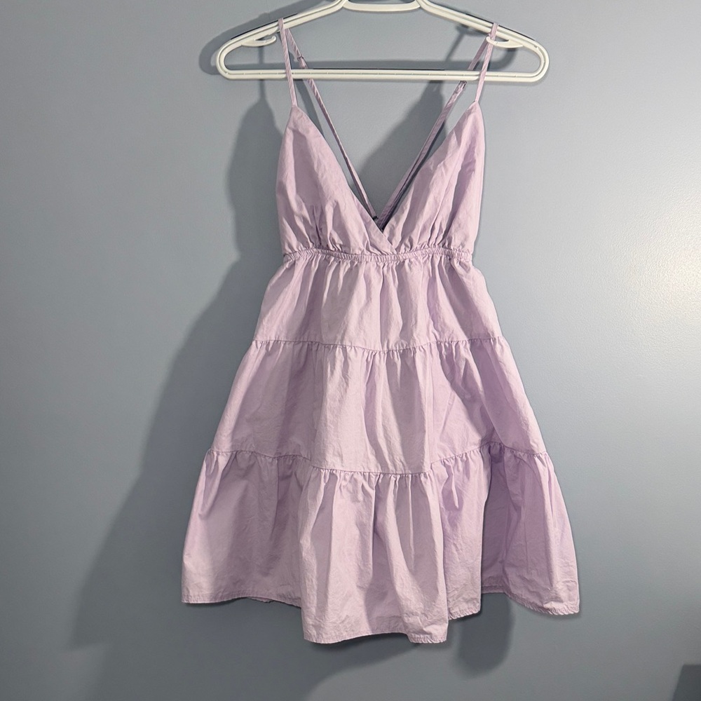 Princess Polly Lilac Tiered Mini Dress V-Neck SZ 10